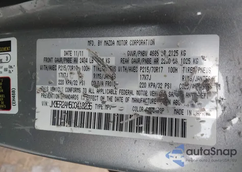 2012 Mazda Cx-7 I Sv z USA, uszkodzony, nr VIN JM3ER2AM5C0418235